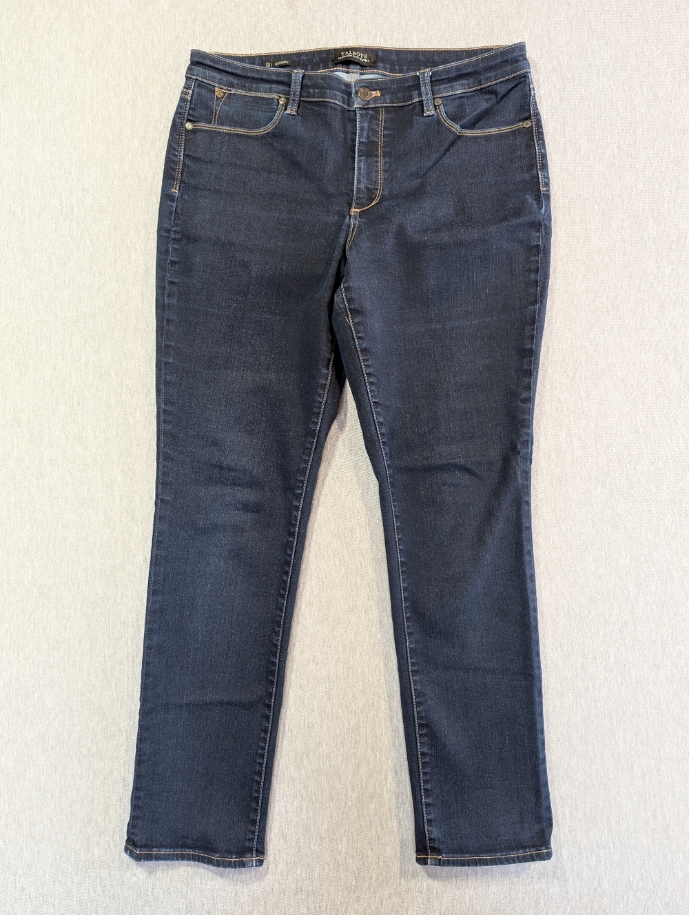 Talbots Flawless Five-Pocket Straight Jeans Women's 12 Dark Wash Blue